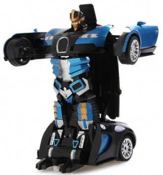 Машинка радіокерована трансформер Robot Car Bugatti Size12 СИНЯ  Робот-трансформ. . фото 7