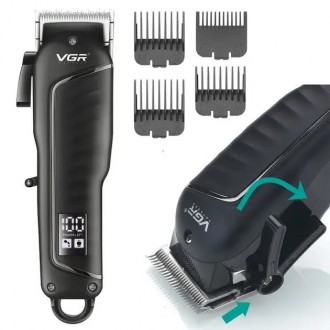 
Машинка для стрижки волос электрическая аккумуляторная с дисплеем VGR V-683 + 4. . фото 6