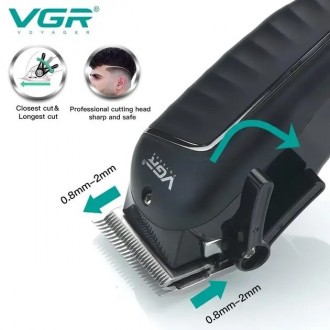
Машинка для стрижки волос электрическая аккумуляторная с дисплеем VGR V-683 + 4. . фото 5
