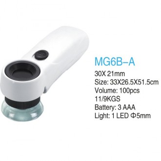 Лупа ручна MG6B-A з LED-підсвіткою, 45Х збільшення, діаметр 21 мм, Zhongdi, MG6B. . фото 3