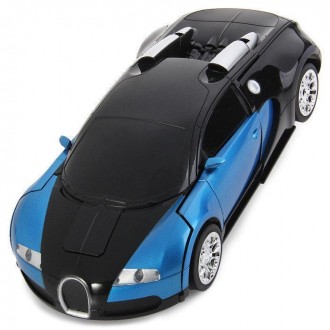 Машинка радіокерована трансформер Robot Car Bugatti Size12 СИНЯ ⁇ Робот-трансфор. . фото 4