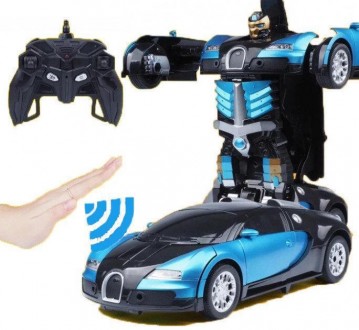 Машинка радіокерована трансформер Robot Car Bugatti Size12 СИНЯ ⁇ Робот-трансфор. . фото 3