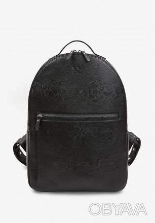 Шкіряний рюкзак на блискавці з окремою кишенею для ноутбука. Всередині рюкзак ма. . фото 1