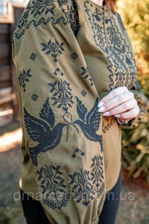 Вишиванка жіноча хакі — патріотична українська сорочка, виготовлена з натурально. . фото 8