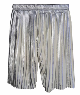 Укороченные брюки (кюлоты) из блестящего трикотажа плиссе. Прямые и широкие брюч. . фото 3