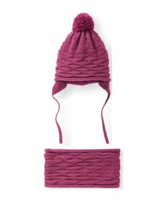 Вязаный комплект шапка на завязках и снуд для девочки от немецкого бренда LUPILU. . фото 2