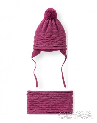 Вязаный комплект шапка на завязках и снуд для девочки от немецкого бренда LUPILU. . фото 1