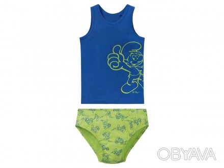 Комплект нижнего белья для мальчика с рисунком Smurfs. Удобно носить благодаря в. . фото 1
