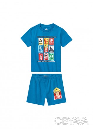 Летняя детская трикотажная пижама. Комплект состоит из шортиков и футболки. В га. . фото 1