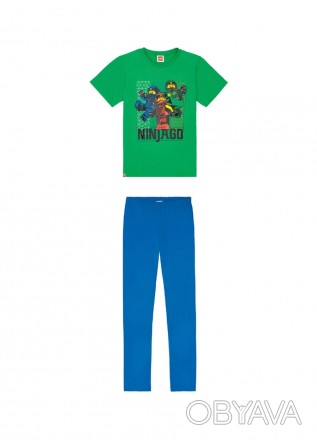 Пижама с принтом Lego для мальчиков. Футболка из мягкого хлопкового трикотажа с . . фото 1