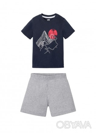 Літня дитяча трикотажна піжама. Комплект складається з шортиків та футболки. У г. . фото 1