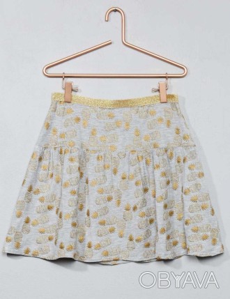 Короткая юбка из эластичной вискозыЮбка-солнцеЭластичный блестящий поясСтильный . . фото 1