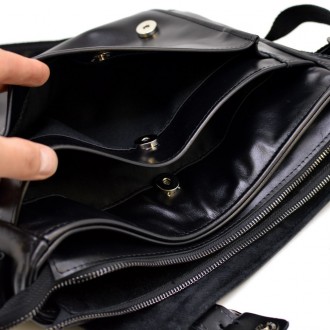 Наплечная кожаная сумка с ручкой из кожи наппа GA-6045. Оптимальный размер, два . . фото 7