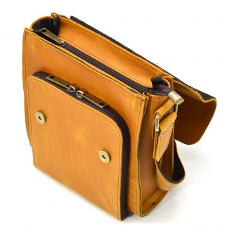 Кожаная сумка-планшет через плечо Rcam-3027-4lx бренда TARWA песочный цвет с кла. . фото 6
