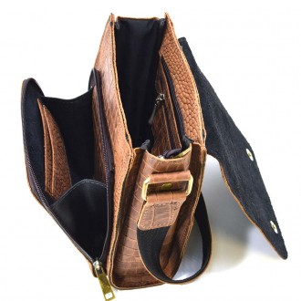 Кожаная сумка через плечо RepC-3027-4lx бренда TARWA коричневый цвет рептилия с . . фото 3
