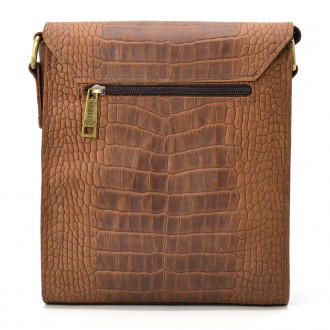 Кожаная сумка через плечо RepC-3027-4lx бренда TARWA коричневый цвет рептилия с . . фото 5