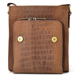 Кожаная сумка через плечо RepC-3027-4lx бренда TARWA коричневый цвет рептилия с . . фото 7