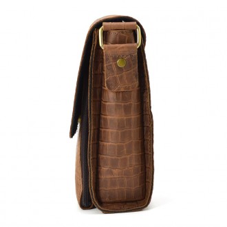 Кожаная сумка через плечо RepC-3027-4lx бренда TARWA коричневый цвет рептилия с . . фото 6