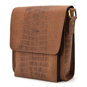 Кожаная сумка через плечо RepC-3027-4lx бренда TARWA коричневый цвет рептилия с . . фото 4