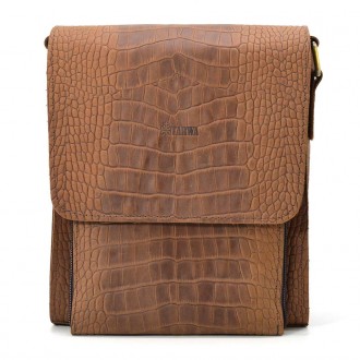 Кожаная сумка через плечо RepC-3027-4lx бренда TARWA коричневый цвет рептилия с . . фото 2
