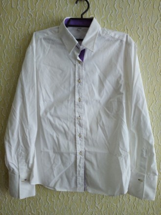 Белая женская классическая рубашка, р.40, Greiff.
Цвет - белый, фиолетовый.
Со. . фото 2