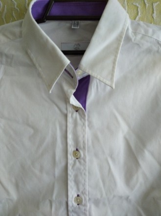 Белая женская классическая рубашка, р.40, Greiff.
Цвет - белый, фиолетовый.
Со. . фото 3