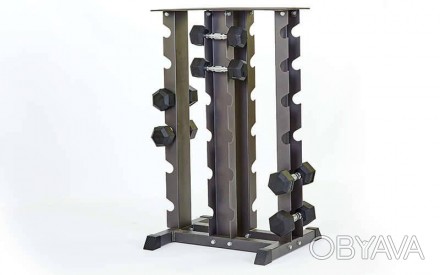 Подставка (стойка) четырехсторонняя для гантелей Zelart 
Материал: металл.
Разме. . фото 1