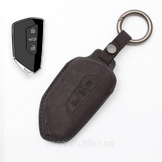 
Чохол з алькантари для ключа Volkswagen ID3, ID4, ID6, Golf MK8 (темно-сірий)
Ч. . фото 2