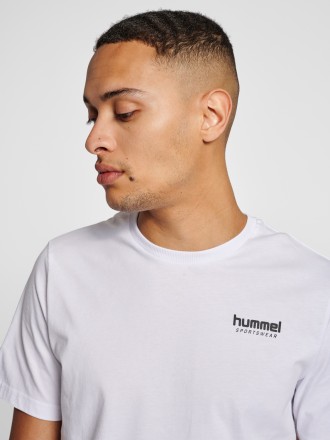 Бавовняна футболка Hummel. Виконана з м'якої бавовняної тканини з принтом логоти. . фото 5