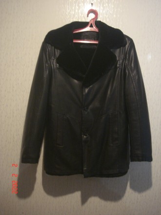 Предлагается к продаже новая мужская кожаная зимняя куртка на меху черного цвета. . фото 2