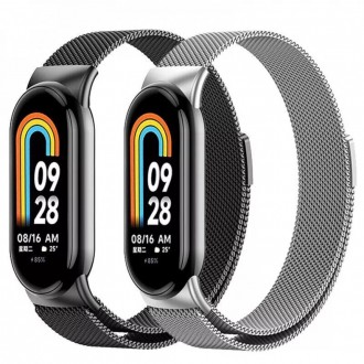 Ремешок для фитнес браслета Xiaomi Mi Band 8 Milanese design - металлический рем. . фото 7