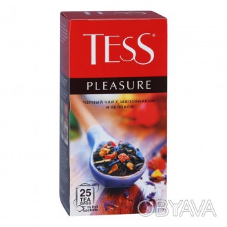 
Черный чай Tess Pleasure с шиповником, яблоком и лепестками цветов обладает при. . фото 1