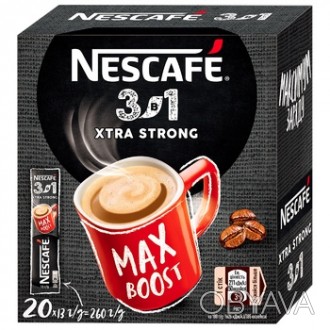 
Быстрорастворимый кофейный напиток "Нескафе" Экстра Стронг 3 в 1: кофе, сахар, . . фото 1