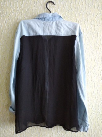 Женская двухтканевая рубашка, р.Л, Yes or No.
Черная прозрачная ткань и голубая. . фото 4