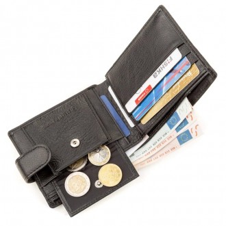 Чоловічий класичний гаманець, портмоне з натуральної шкіри у чорному кольорі.
Ро. . фото 4