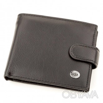 Чоловічий класичний гаманець, портмоне з натуральної шкіри у чорному кольорі.
Ро. . фото 1