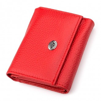 Червоний гаманець маленький, компактний з кишенею для монет, виготовлений з нату. . фото 4