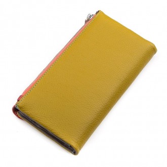 Яскравий стильний різнокольоровий (гірчичний з рожевим) жіночий гаманець виготов. . фото 8
