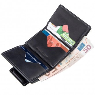 Якісне портмоне, гаманець вертикальний шкіряний чорний.
Натуральна італійська шк. . фото 3