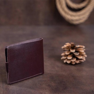 Тонкий чоловічий коричневий гаманець, бумажник, портмоне коричневе з кишенею для. . фото 3