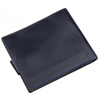 Тонкий чоловічий синій гаманець,бумажник, портмоне синє з якісної натуральної шк. . фото 9