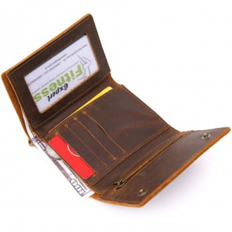 Вертикальне портмоне гаманець на ланцюжку міцний коричневий, матовий виготовлени. . фото 5
