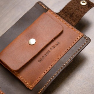 Якісне портмоне коричневе, гаманець чоловічий з міцної натуральної шкіри вінтаж . . фото 3