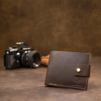 Якісне портмоне коричневе, гаманець чоловічий з міцної натуральної шкіри вінтаж . . фото 5