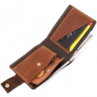 Якісне портмоне коричневе, гаманець чоловічий з міцної натуральної шкіри вінтаж . . фото 7
