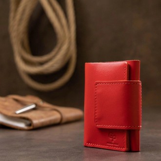 Якісний червоний компактний гаманець, жіноче портмоне з натуральної шкіри.
Розмі. . фото 2