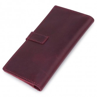 Гаманець бумажник бордовий, жіноче портмоне бордове вертикальне з натуральної шк. . фото 8