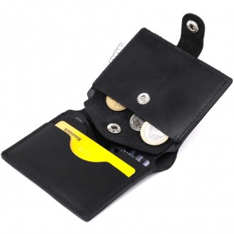Вертикальне портмоне, бумажник міцний чорний матовий виготовлений з натуральної . . фото 4