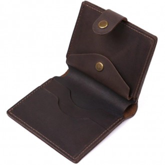 Вертикальне портмоне, бумажник міцний коричневий матовий виготовлений з натураль. . фото 5