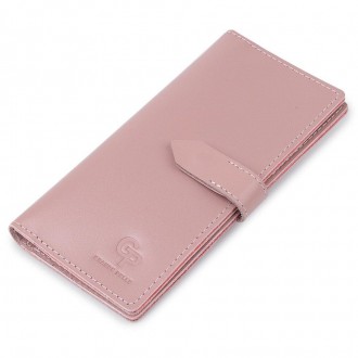 Гаманець бумажник рожевий, жіноче портмоне рожеве вертикальне з натуральної шкір. . фото 7